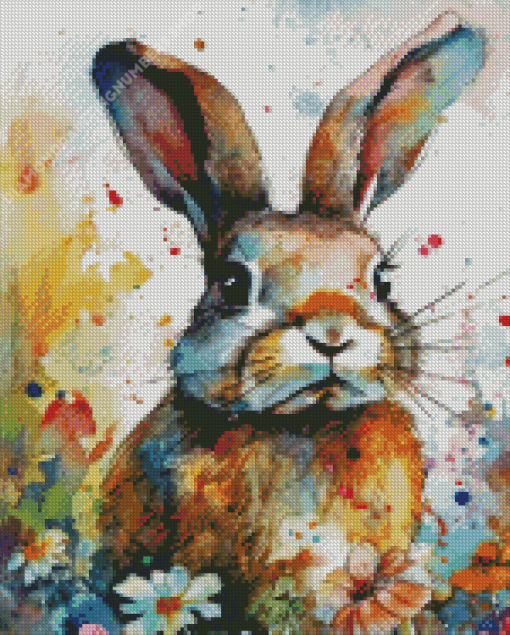 Bunny In Flower Field Diamond Painting