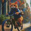 Cat On The Bike Diamond Painting