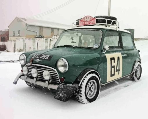 Classic Mini Rally Car Diamond Painting