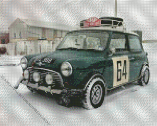 Classic Mini Rally Car Diamond Painting