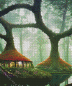 Fantasy House In Woods Diamond Painting