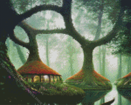 Fantasy House In Woods Diamond Painting