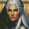 Girl White Hair Diamond Painting