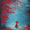 Girl With Red Umbrella Diamond Painting