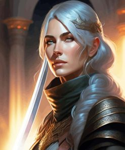 Gray Hair Girl Warrior Diamond Painting