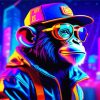 Neon Chimpanzee Diamond Painting