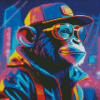 Neon Chimpanzee Diamond Painting