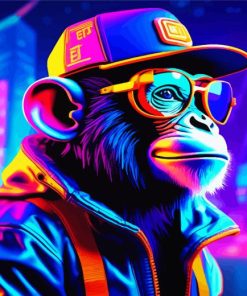 Neon Chimpanzee Diamond Painting