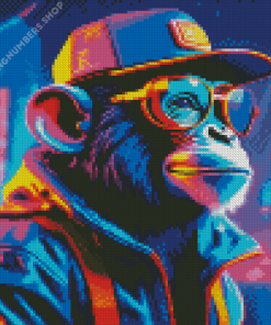 Neon Chimpanzee Diamond Painting