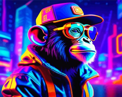 Neon Chimpanzee Diamond Painting