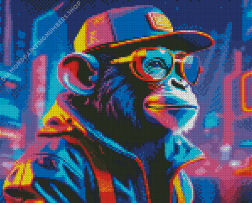 Neon Chimpanzee Diamond Painting