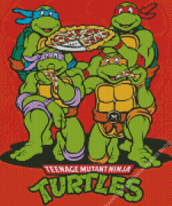 Ninja Turtles Eating Pizza Diamond Painting