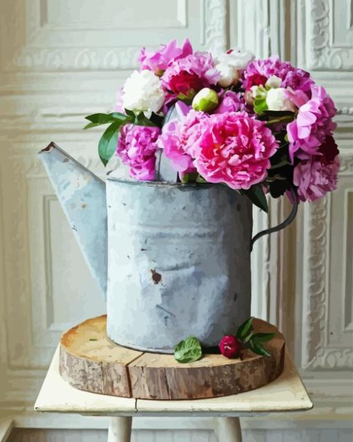 Peonies In Vase Diamond Painting