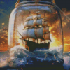 Pirate Ship In Bottle Diamond Painting