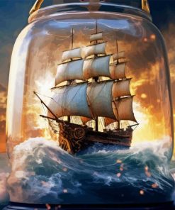 Pirate Ship In Bottle Diamond Painting