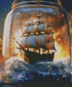 Pirate Ship In Bottle Diamond Painting