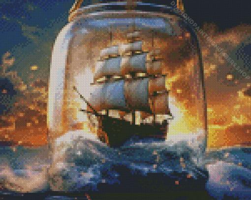 Pirate Ship In Bottle Diamond Painting