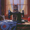 Sewing Machine With Cat Diamond Painting