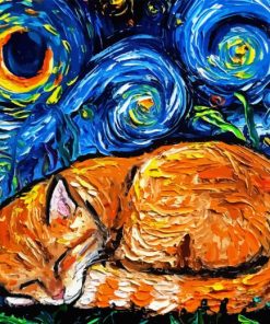 Starry Night Cat Diamond Painting