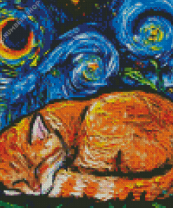 Starry Night Cat Diamond Painting