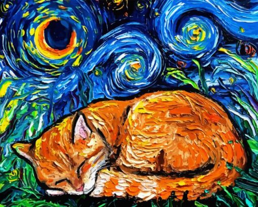 Starry Night Cat Diamond Painting