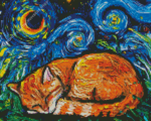 Starry Night Cat Diamond Painting