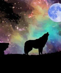 Wolf With Moon Diamond Painting