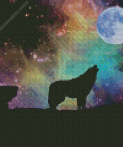 Wolf With Moon Diamond Painting