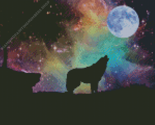 Wolf With Moon Diamond Painting