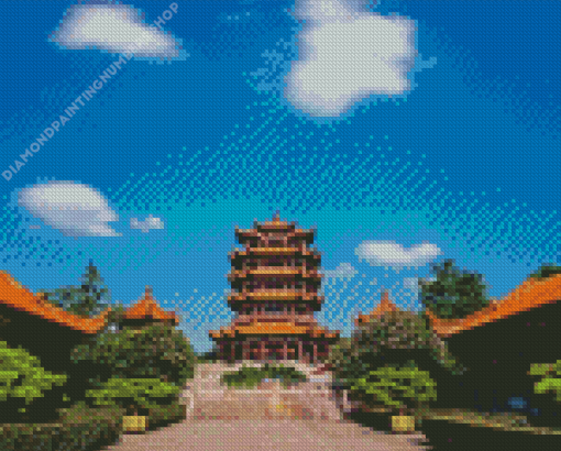 Yellow Crane Tower Diamond Painting