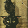 Cat And Crow Diamond Painting