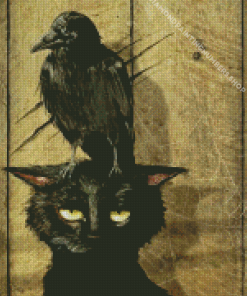 Cat And Crow Diamond Painting