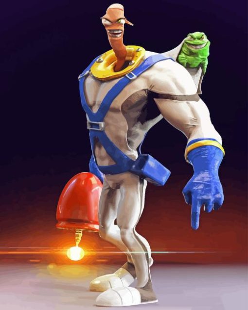 Earthworm Jim Diamond Painting