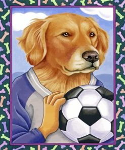 Golden Retriever With Football Diamond Painting