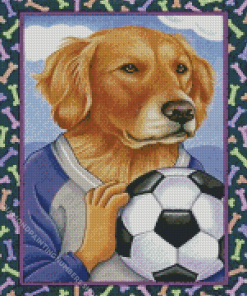 Golden Retriever With Football Diamond Painting