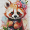 Panda With Flowers Diamond Painting