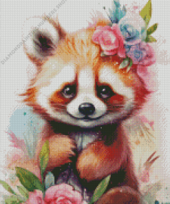 Panda With Flowers Diamond Painting