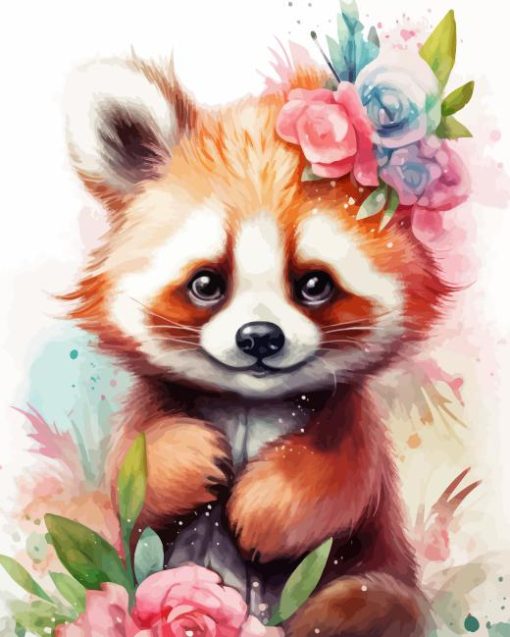 Panda With Flowers Diamond Painting