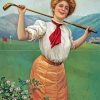 Vintage Woman Golfer Diamond Painting