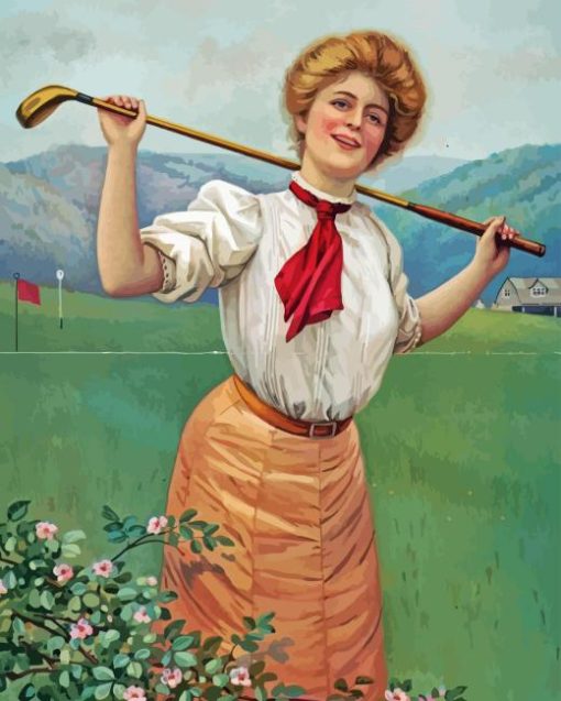 Vintage Woman Golfer Diamond Painting