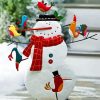 Black Hat Snowman With Bird Diamond Painting