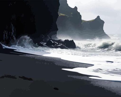 Black Sand Beach Diamond Painting