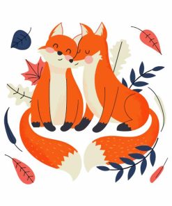 Cartoon Fox Couple Diamond Painting