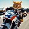 Cute Cat on Motorcycle Diamond Painting