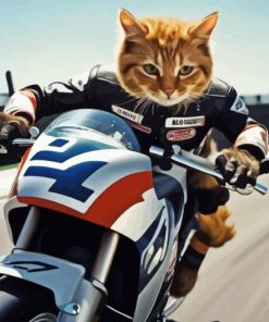 Cute Cat on Motorcycle Diamond Painting