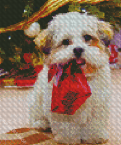 Adorable Christmas Puppy Diamond Painting