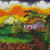 Country Cottage Scene Diamond Painting