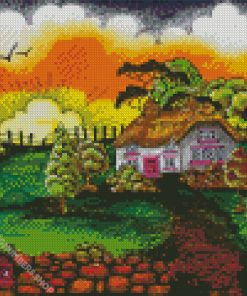 Country Cottage Scene Diamond Painting