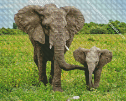 Elephant And Baby Diamond Painting