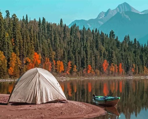 Fall Camping Tent Diamond Painting